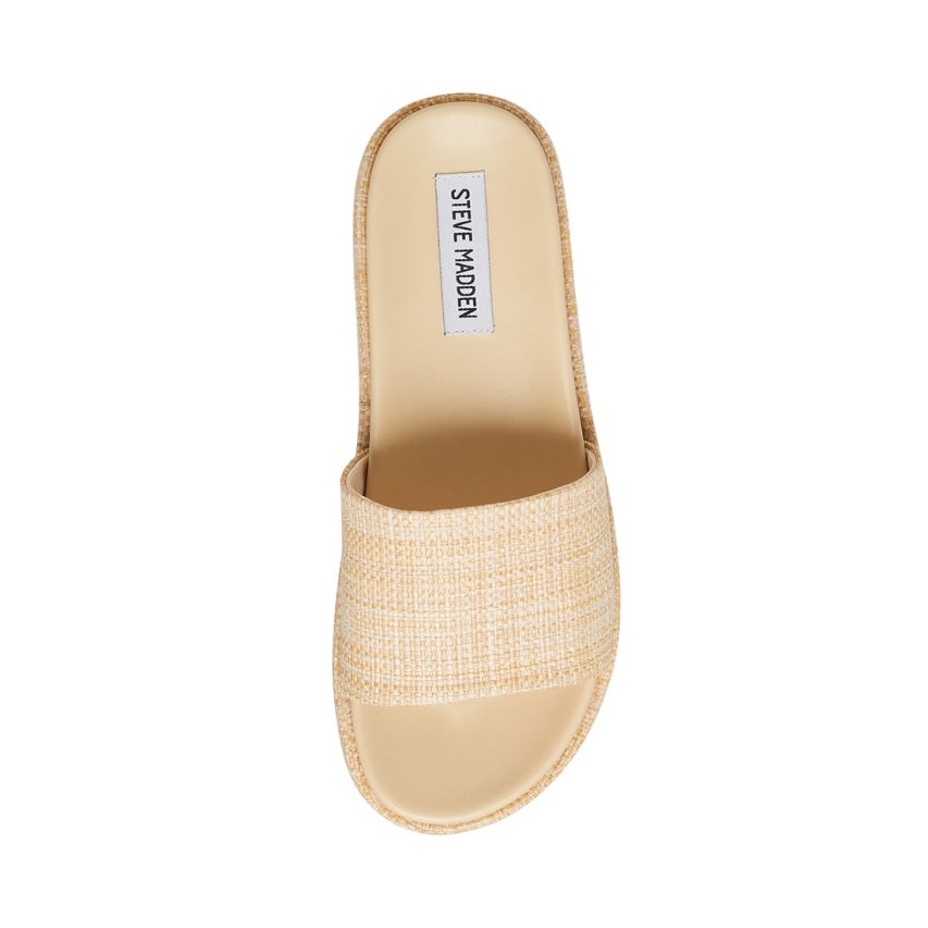 Beige Steve Madden Kasper Natural Women's Slides | PH 0721BLP